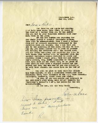 A letter to Dora Rabie from Rello M. Boar