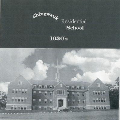 Photographs of Shingwauk Hall and history booklet mock-up