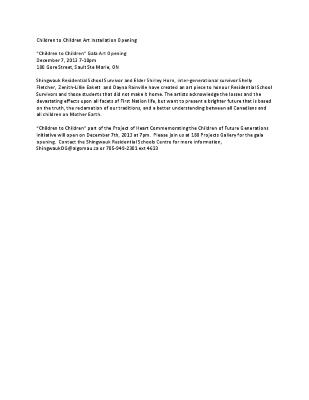 Children to Children, information wall panels and promotional write-up