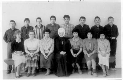 Photograph of grade nine students at St. Bernard Indian Residential School