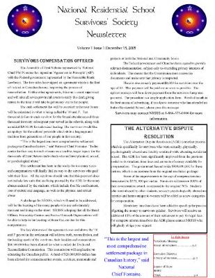 National Residential School Survivors' Society newsletter