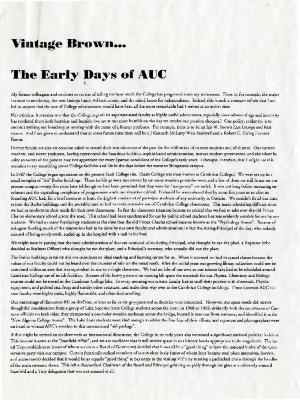 Vintage Brown the early days of Algoma University College