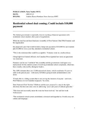 Media clips about residential schools and land claims