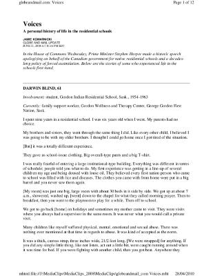 A personal history of life in the residential schools