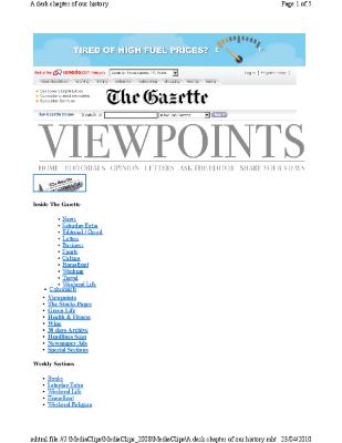 A dark chapter of our history, the commission into residential schools should help us come to grips with the shame