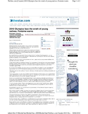 2010 Olympics face the wrath of young natives